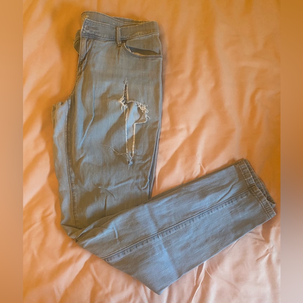 Loft Relaxed Skinny Distressed Light Blue Jeans